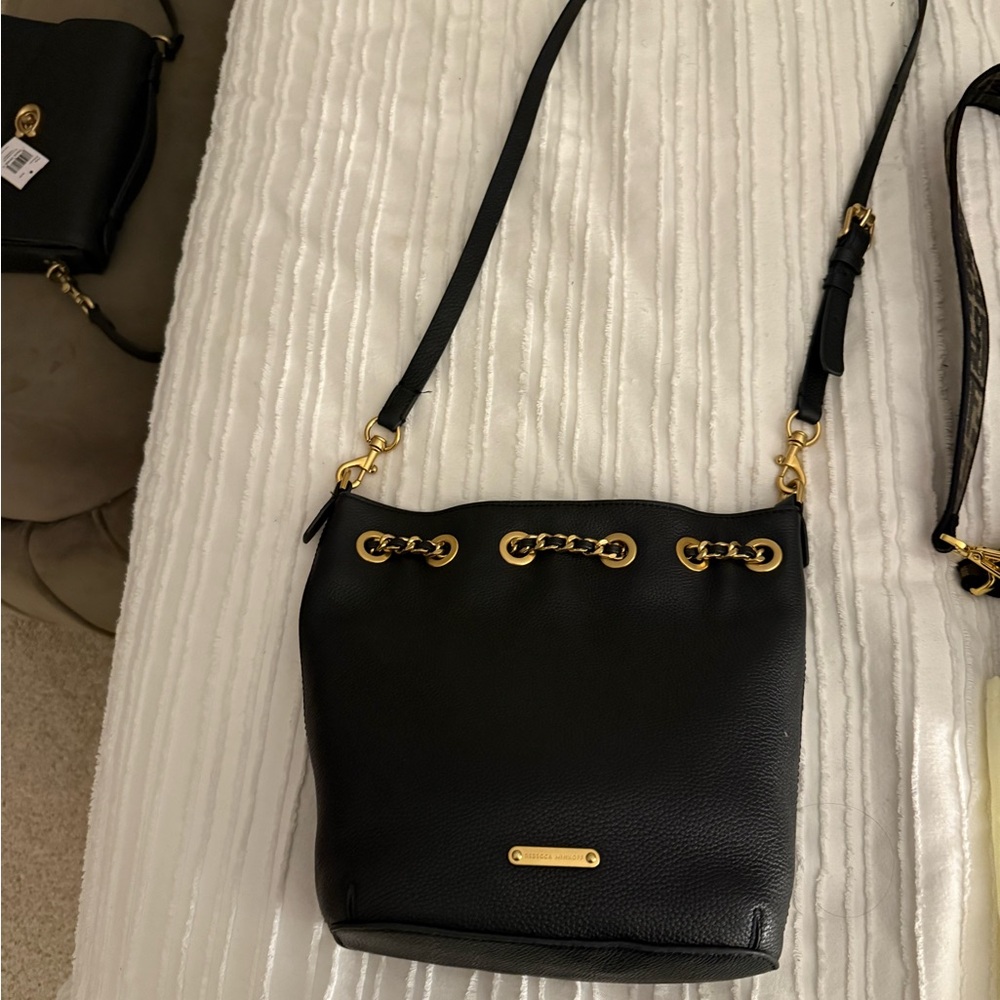Rebecca Minkoff Chain bucket purse  black and gold